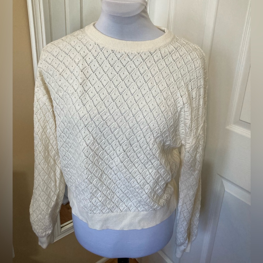 Stunning Alice and Olivia White / Cream Pointelle Sweater